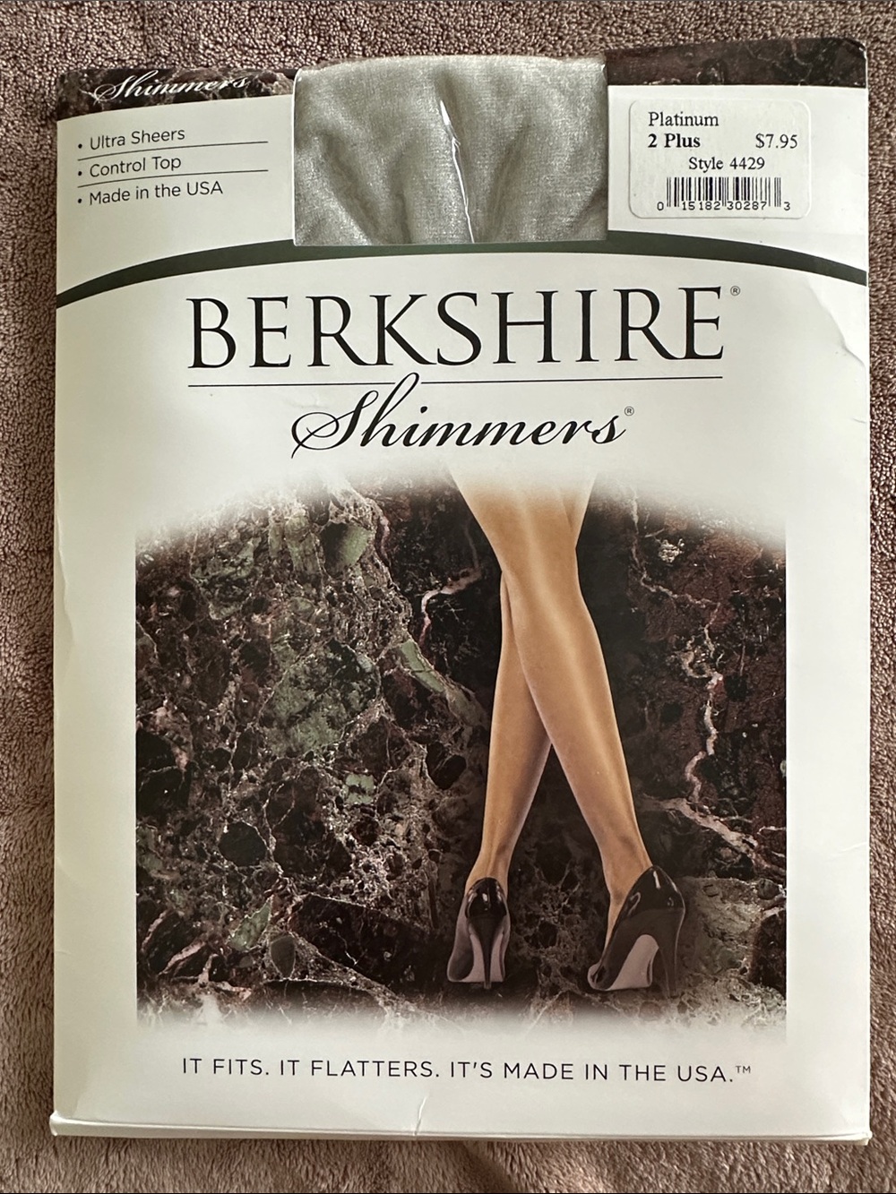 Berkshire Shimmers Control Top Sheer Toe Hosiery Size 2 Plus Platinum